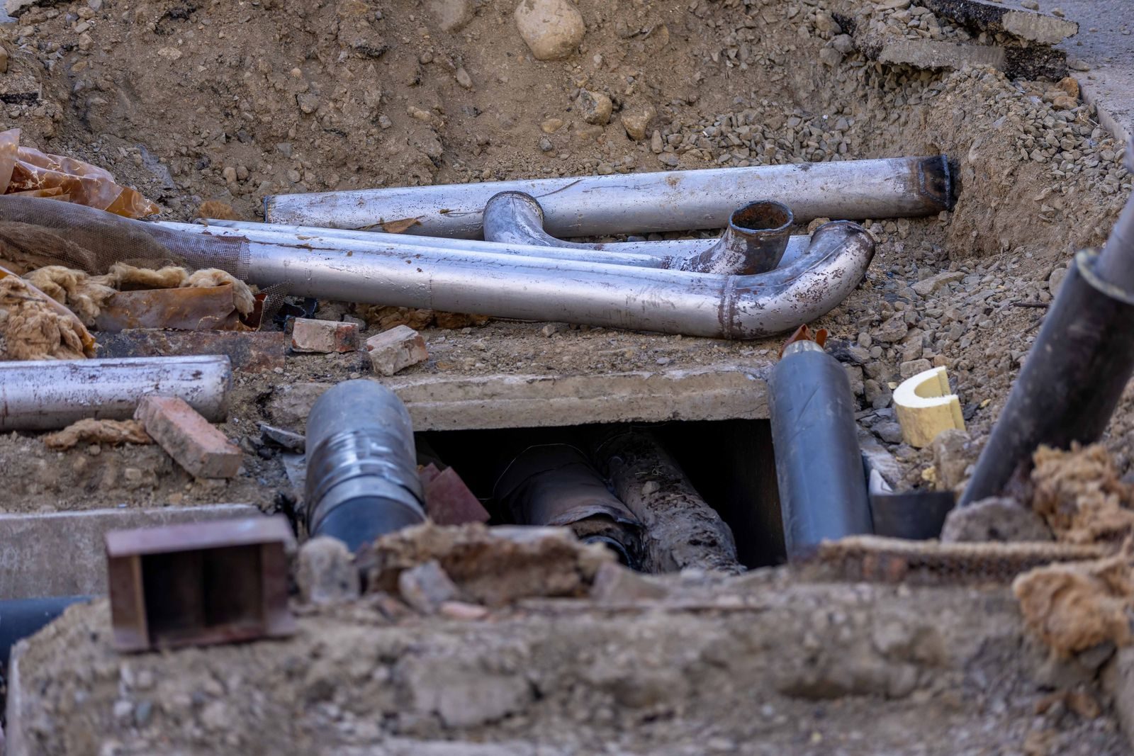 Underground septic pipe and access box installation, Amarillo TX